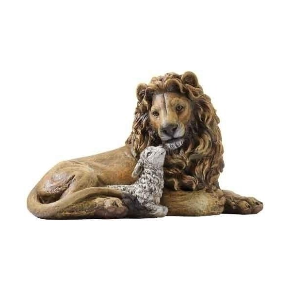 Roman Joseph's Studio, 6.5" H Lion and Lamb Figure, Christmas