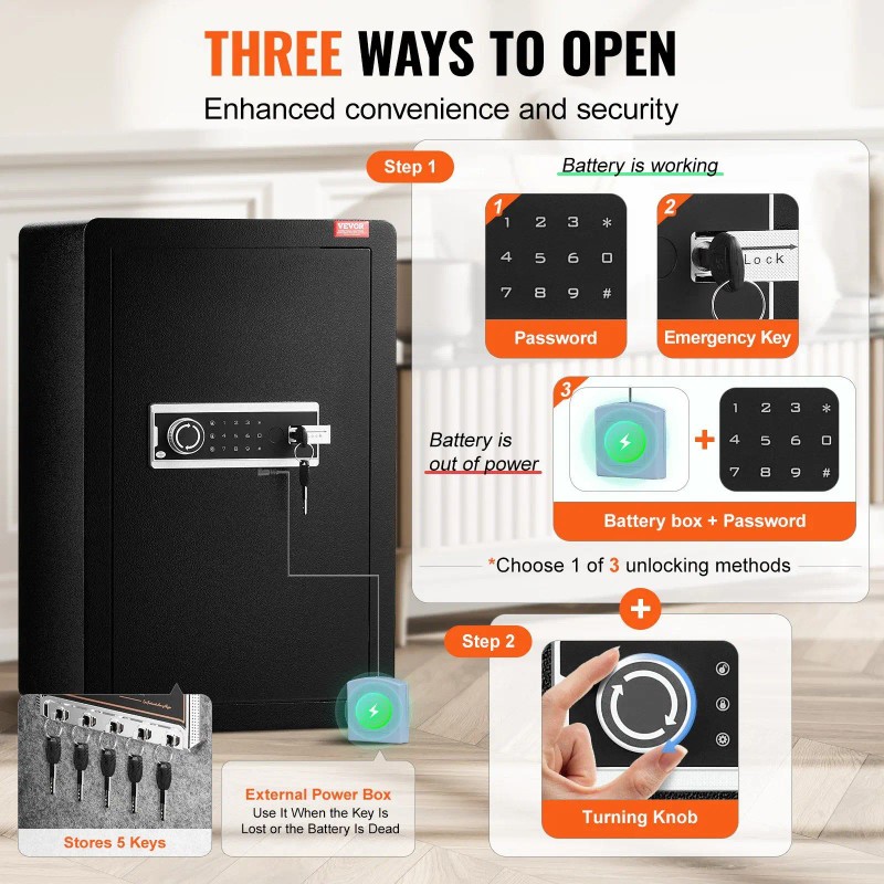 Single Door 3.5 Cu.ft Key Lock & Password Safe Box