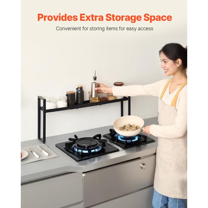 VEVOR Over the Stove Shelf, Adjustable 27-33Inch Spice Organizer, 4