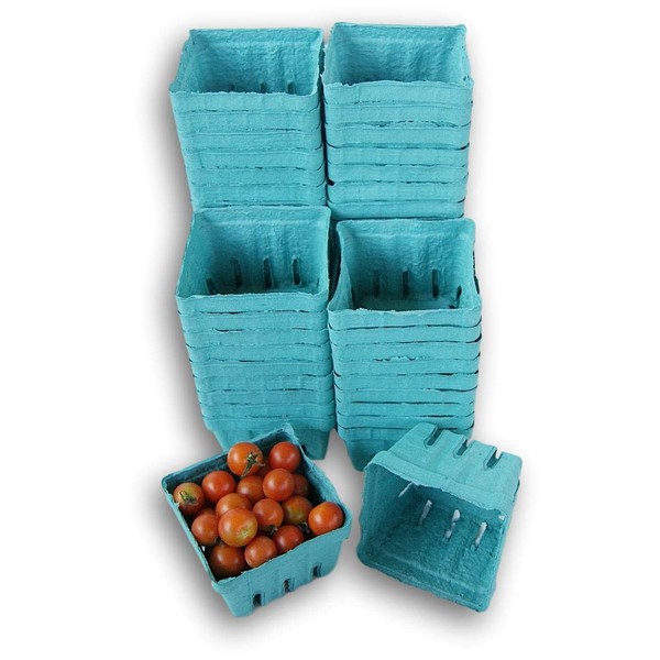 Biodegradable Green Molded Pulp Fiber Berry/Produce Baskets 1 Pint Vented (50 Pack)
