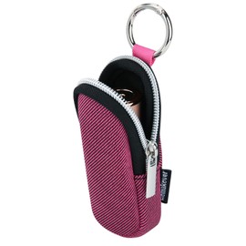 Portable Lip Balm Organizer Case with Keychain, Travel Chapstick Holder Storage Bag, Waterproof Small Cosmetic Organizer, Anti-Lost Lipstick Lip Gloss Sleeve Pouch Keeper Case (Rose Red, Large)