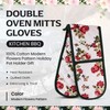 Kitchen BBQ Modern Fun Roses Double Oven Mitts Gloves |