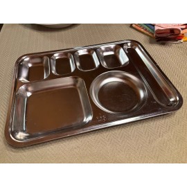 Made in Korea Korean Banchan Side Dish Plate Cafeteria Tray Stainless Steel 7 Compartments