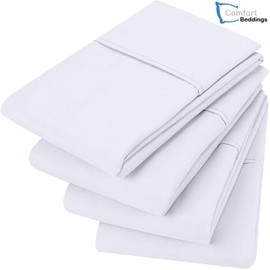 Comfort Beddings King Pillow Cases Set of 4 White 100% Organic Cotton 600 Thread Count Premium White Cotton Pillowcases, King Pillowcase Pillow Covers, 20 x 36 inch