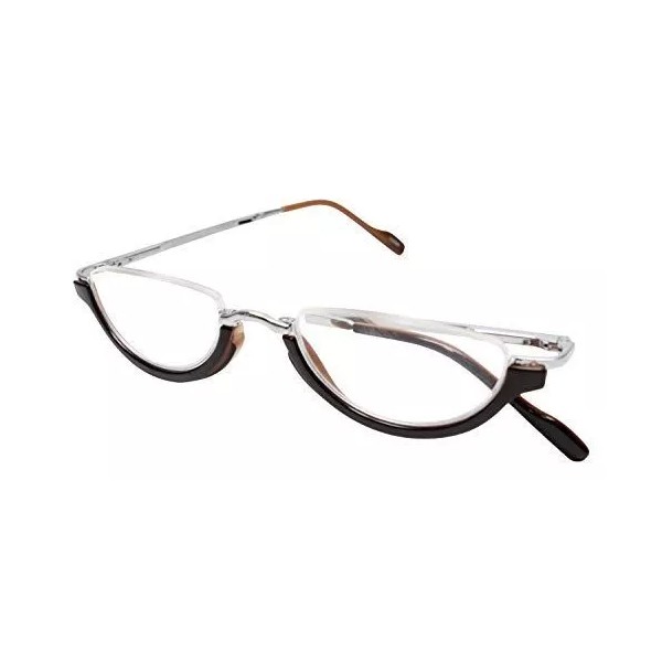 Calabria 309 Small Semi-Rimless Folding Reading Glasses Walnut Brown +0.75