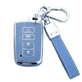 Yuebutor Key Fob Cover Case Compatible with Toyota Highlander Camry RAV4 Corolla Avalon Tocoma Tundra 4Runner Sequoia Accessories Shell Protector (Blue)