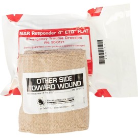 North American Rescue Flat Responder ETD Emergency Trauma Dressing (4 Inch) NAR Sterile Bandage Wrap for Wounds, Bleeding Control (30-0171)