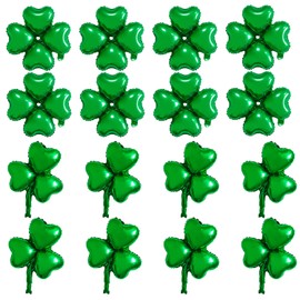Lezevn 16pcs Shamrock Foil Balloons St Patrick Day Balloons for Baby Shower Wedding Birthday St. Patricks Day Party Decorations