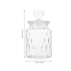Kichvoe Clear Glass Sealed Canister Small Glass Candy Jar Food Storage Container with Heart Shaped Handle Lid for Candy Buffet Loose Tea Grain 950ml