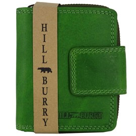 Hill Burry with RFID Protection Small Wallet Leather Women Ladies Long Purse Purse Women Design Hill Burry Collection, Green Without Pattern, classic wallet