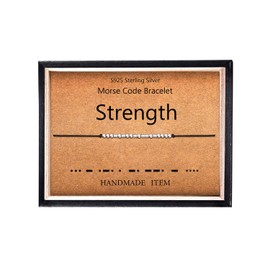 KGBNCIE Strength Bracelet Morse Code Jewelry Gift for Men 925 Sterling Silver Bracelet Beads on Silk Cord Inspirational Gift for Women