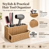 Hair Tool Organizer Countertop with 3 Stainless Steel Cups, Woven