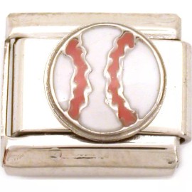 FindingKing Baseball Italian Charm Enamel Sports Bracelet Jewelry