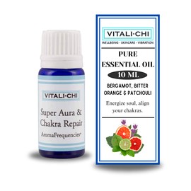 Vitali-Chi Super Aura & Chakra Repair Pure Essential Oil - 10ml | with Bergamot, Bitter Orange & Patchouli | for Diffusers, Aromatherapy, Skin Care, Massage & Bath Oil