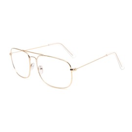 Kelens Glasses Without Prescription for Men Women Metal Frame Clear Lens Nerd Glasses Retro Square Fake Glasses Decorative Glasses, gold