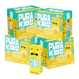 PURA Kids Box | Lemonade Fruit extract infused Drink for kids | 8g Pure Cane Sugar | Non-GMO | Vegan, No Artificial Sweeteners | Best Lunchbox Beverage with Paper Straw | 6.76 fl oz (200ml), Pack of 24