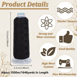 DELORIGIN 42S/2 Wool Embroidery Thread 1500 m Wool and Acrylic Fibres Embroidery Floss 0.1 mm Sewing Thread Embroidery Thread Hand Sewing Thread for Sewing Crafts Cross Stitch Threads Friendship