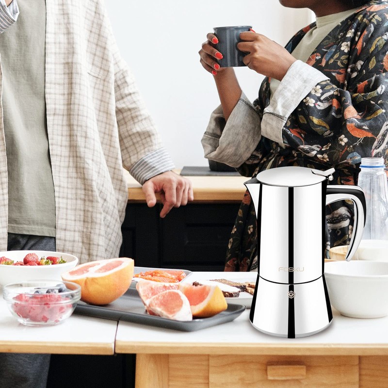 FOSKU Stovetop Espresso Maker, Stainless Steel Moka Pot, Italian Style