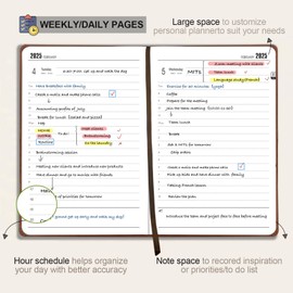 Daily Planner 2024-2025, Academic Planner 2024-2025 Weekly and Monthly Planner, Calendar Book Planner with Hourly Schedule 8.5"x5.8", July 2024 to June 2025, Faux Leather Cover (NavyBlue)