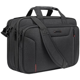 EMPSIGN EMPSIGN Stylish Laptop Bag Briefcase, 17.3 Inch Laptop Case Expandable Messenger Bag for Men Water Repellent, RFID Blocking Office Carrying Shoulder Bag for Work Business Travel-Black