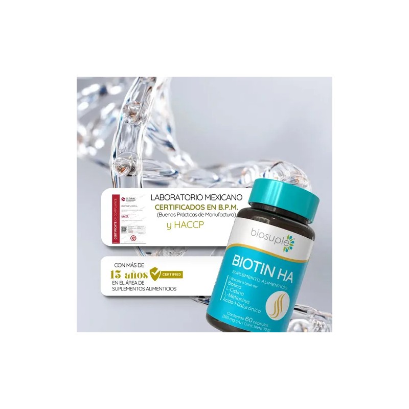Biosuple Biotina Ácido Hialurónico Vitaminas 60 Cápsulas Uñas Cabello