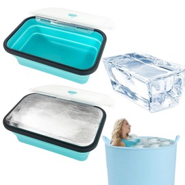2 Packs Extra Large Ice Block Mold, 5.3 lbs Large Ice Cube Molds with Lid for Ice Bath Accessories Collapsible Reusable Silicone Ice Cube Mold for Cold Plunge and Cooler Ice Block Maker