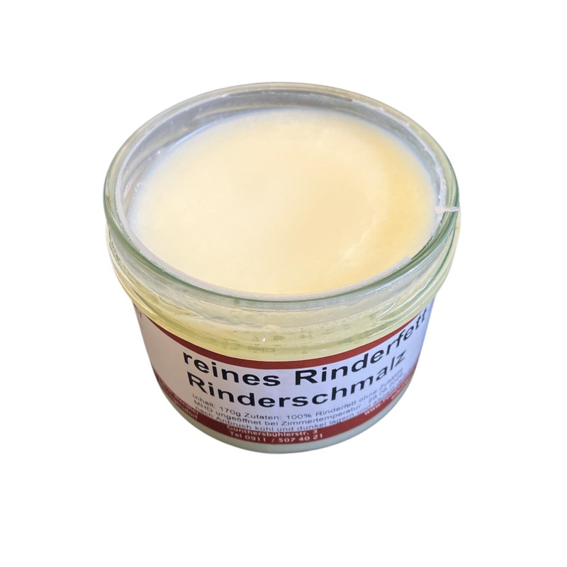 Rinderfett/Rindertalg/Rinderschmalz im Glas hausgemacht in der fränkischen Handwerksmetzgerei (165g)