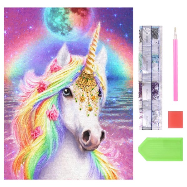 GOTH Perhk 5D Unicorn Diamond Painting Kit, 30 x 40 cm Full Drill Crystal Rhinestone DIY Diamond Painting with Diamond Painting Accessories for Wall Decoration and Gift (Style 02)
