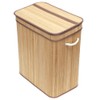 Home Basics 2 Compartment Foldable Rectangle Bamboo Hamper with Liner