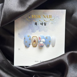 CHOK: 01 Rabbit in Wonderland Handmade Nail - Coffin / CHOK : 01 이상한 나라의 토끼 수제네일 - 코핀