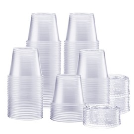 Comfy Package [200 Sets - 5.5 oz.] Plastic Disposable Portion Cups with Lids, Souffle Cups, Jello Cups