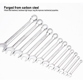 Edward Tools 12 Piece Pro Combination Wrench Set SAE - 12 Wrench Sizes 1/4” up to 15/16” - Heavy Duty Carbon Steel with Mirror Polish - Spanner Set with Angle Ends