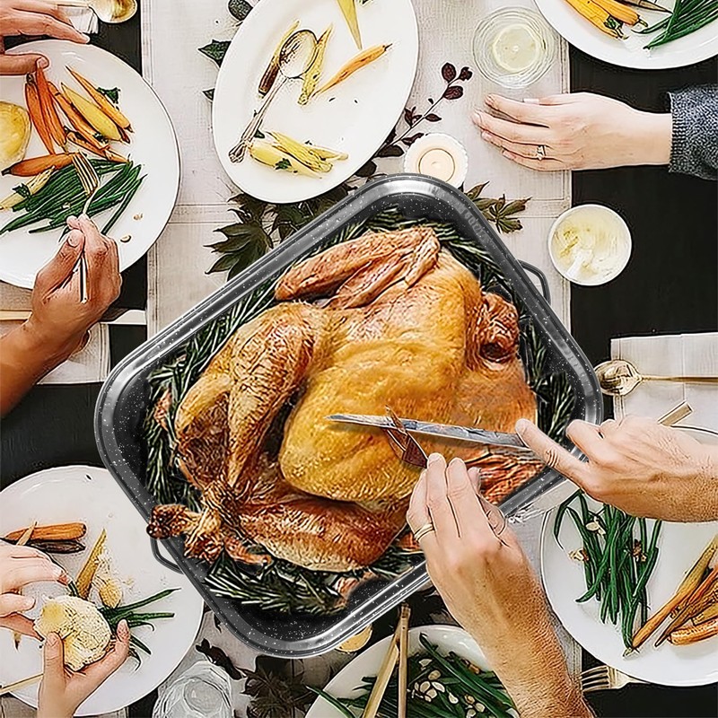 21Inch Roasting Pan, Extra Large Rectangle Roasting Pan With Rack,