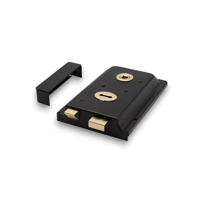 Infinity Decor Fluted Epoxy Black Rim Lock Latch Set –