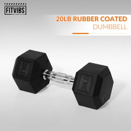 Fitvids Hex Dumbbells Rubber Coated Hand Weights for Exercises and Fitness, Single