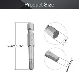 Utoolmart 1/4 Inch Hex Shank Magnetic H4 Screwdriver Bits 50mm Length S2 Steel Hexagon Allen Wrench Drill Bit Sand Blasting Power Tool for Production Workshop 5pcs
