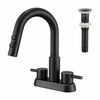 Kablle Bathroom Sink Faucet with Pull Down Sprayer 3 Holes,