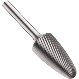 PFERD Tree Carbide Bur, Uncoated (Bright) Finish, Single Cut, Radius End, 1/4" Shank, 1/4" Head Diameter, 5/8" Head Length (SF-1)