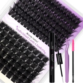 Lash Extension Kit DIY Eyelash Extension Wispy Individual Lashes Volume Lash Clusters with Lash Bond and Seal Tweezers Brush Easy to Apply at Home（100D+200D-3D-1216Mix Kit）