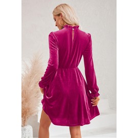 Alaster Queen Smat Dress Women's Party Dress Festive Dress Long Sleeve Christmas Dress Women's A-line Knee-Length Tanika High Waist Winter Dress, Purple, S