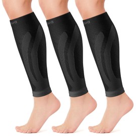 CAMBIVO 3 Pairs Calf Compression Sleeve (20-30 mmHg) for Men and Women，Lower Leg Compression Sleeve for Running, Shin Splint, Calf Cramps, Varicose Veins, Swelling (XX-Large, Black)