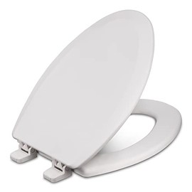 Centoco Elongated Toilet Seat, Heavy-Duty Wood Core with Plastic Scratch-Resistant Finish, 6-Pack, Residential, Made in the USA, 900-001, White