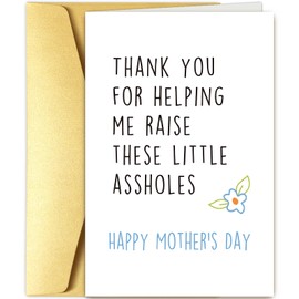 Funny Mothers Day Card for Wife, Happy Mothers Day Gifts from Husband, Thanks for Helping Me Raise These Little s