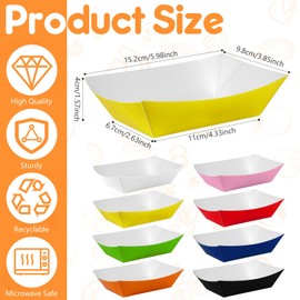 24 Pcs Yellow Paper Food Tray Sturdy Disposable Food Boats Nacho Plates Disposable Serving Snack Trays for Catering, Party Birthday Supplies, and Food Service (Yellow)