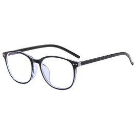Suertree Myopia Glasses Unisex Blue Light Filter Lightweight Myopia Glasses Hinge Fashion Distance Glasses for Women Men Round Blue -3.0