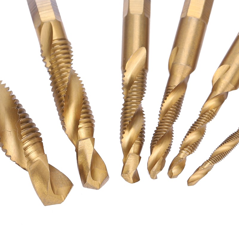 6pcs Screw Tap Drill Bits Kit 6542 High Speed Steel