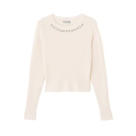 Jill by Jill Stuart Women's Bijouneck Molle Yarn Rib Knit, white