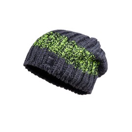 maximo Boys Beanie Hat, Medium Grey / Neon Green
