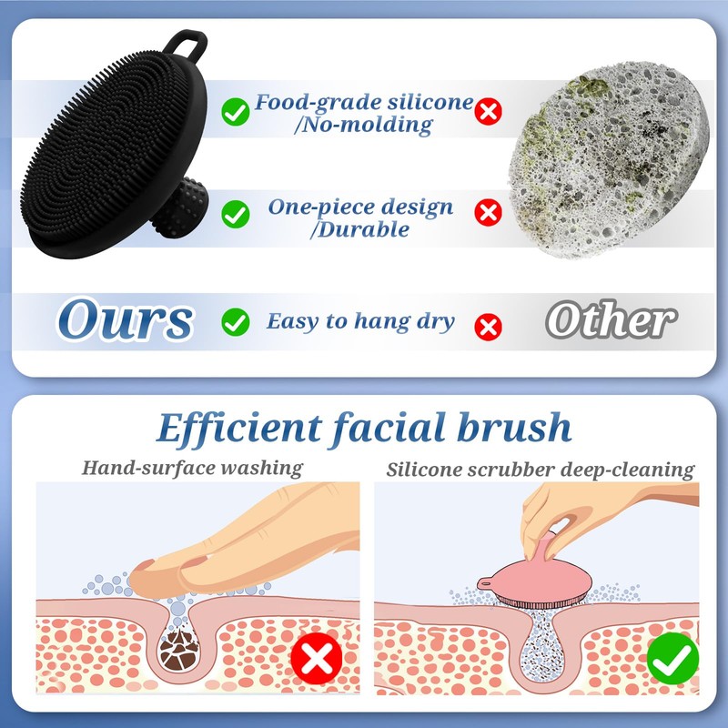 GEENOA Silicone Face Scrubber, Manual Face Scrubber Exfoliator for Men/Women