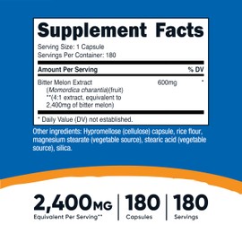 Nutricost Bitter Melon 600mg, 180 Capsules (3 Bottles)